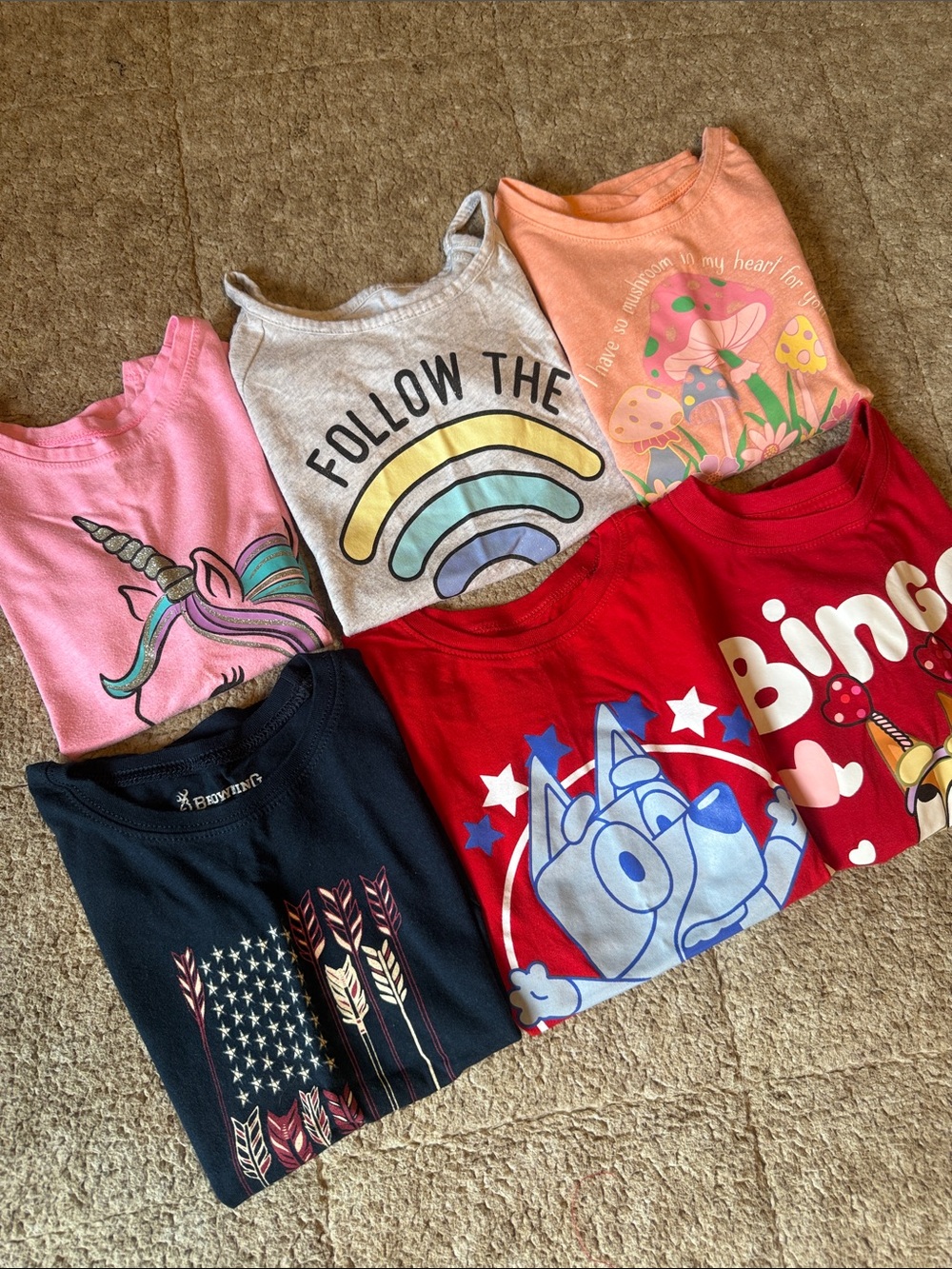 Girls 5T assortment of 6 shirts- mixed brands